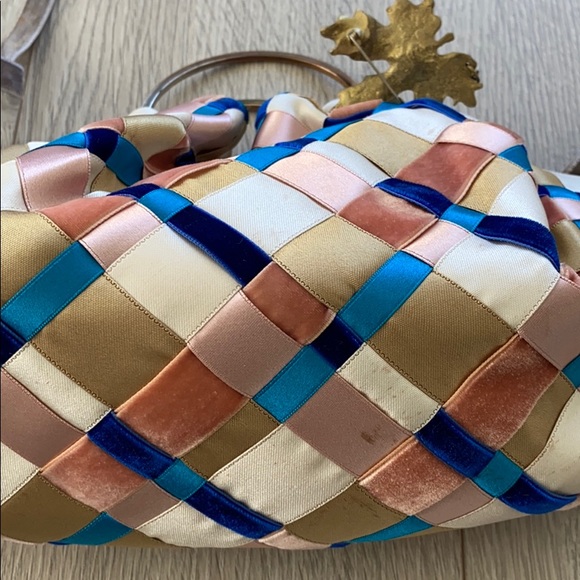 Woven ribbon multi colour clutch - Picture 4 of 6